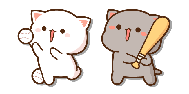 Mochi Mochi Peach Cats Peach and Goma Playing Baseball курсор
