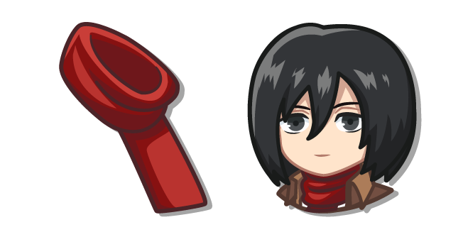 Chibi Attack on Titan Mikasa Ackerman y su Bufanda Roja Cursor