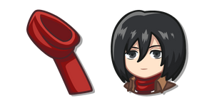 Chibi Attack on Titan Mikasa Ackerman and her Red Scarf Cursor