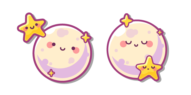 Cute Sleepy Moon with Stars курсор