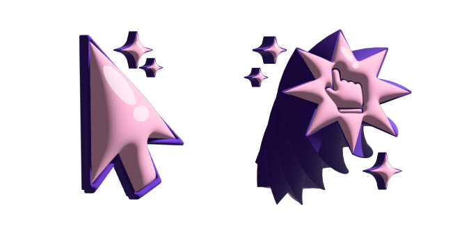 Simple 3D Pink Purple Arrow and Twisted Star курсор
