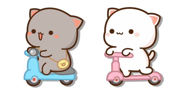 Mochi Mochi Peach Cats Peach y Goma Cats Montando Patinetes Cursor