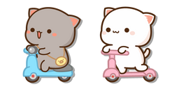 Mochi Mochi Peach Cats Peach and Goma on Scooters Cursor