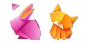 Origami Lapin Rose et Chaton Orange Curseur