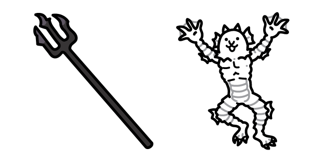 The Battle Cats Fishman Cat y un Tridente Cursor