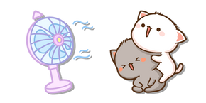 Mochi Mochi Peach Cats Peach and Goma with a Fan Cursor