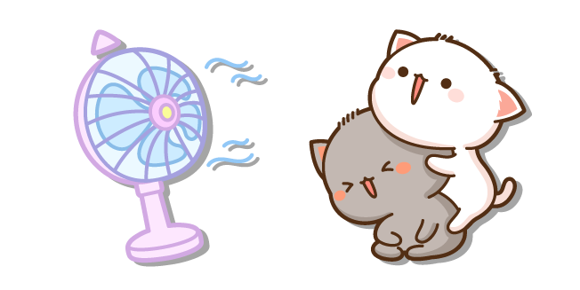 Mochi Mochi Peach Cats Peach y Goma con un Ventilador Cursor