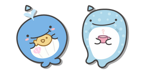 San-X Jinbesan and Kokujira with Tea and Taiyaki Cursor