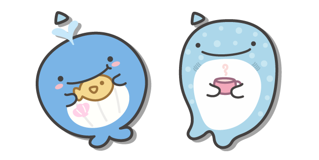 San-X Jinbesan y Kokujira con Té y Taiyaki Cursor
