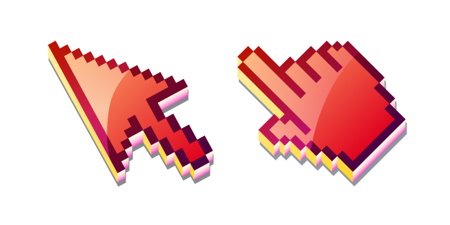 3D Red Coral Pixel Cursor