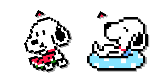 Snoopy avec Pastèque et Bouée Pixel Cursor