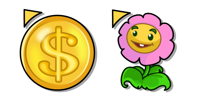 Plantas contra Zombis Caléndula Rosa y una Moneda de Oro Cursor