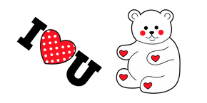 VSCO Girl White Teddy Bear and I Love U Doodle Cursor