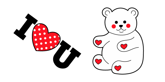 VSCO Girl White Teddy Bear and I Love U Doodle курсор