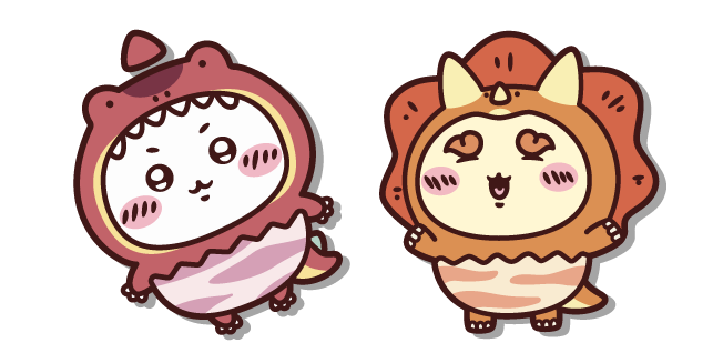 Chiikawa y Shisa Disfrazados de Dinosaurios Cursor
