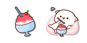 Mochi Mochi Peach Cat Eating Shave Ice Cursor