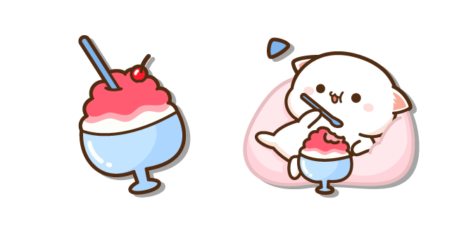 Mochi Mochi Peach Cat Comiendo Hielo Raspado Cursor