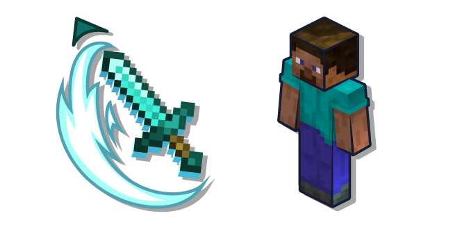 Minecraft Steve and Slashing Diamond Sword Cursor