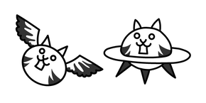 The Battle Cats Brainwashed Bird Cat and Brainwashed UFO Cat Cursor