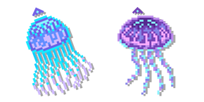 Cyan and Purple Jellyfish Pixel Cursor