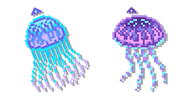 Medusas Cian y Moradas Píxel Cursor