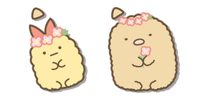 San-X Ebifurai No Shippo et Tonkatsu en Couronnes de Fleurs Curseur