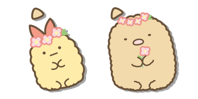 San-X Ebifurai No Shippo et Tonkatsu en Couronnes de Fleurs Cursor
