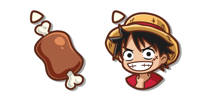 Chibi One Piece Monkey D. Luffy and Meat on a Bone Cursor