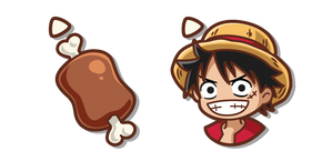 Chibi One Piece Monkey D. Luffy and Meat on a Bone Cursor