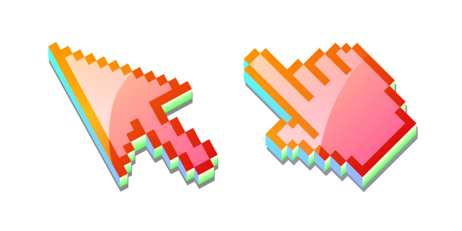 3D Pomelo Rosa Píxel Cursor