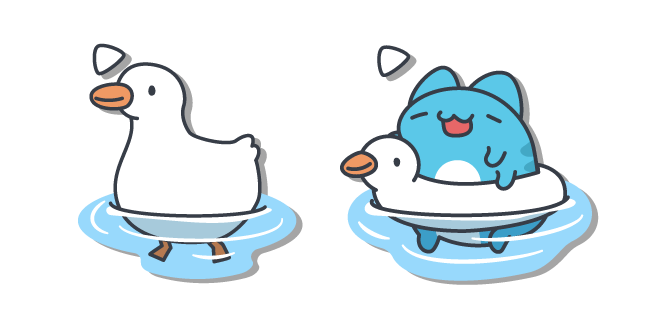 Bugcat Capoo in a Swim Ring and Duck Cursor