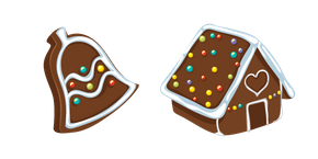 Christmas Gingerbread Bell and House Cursor