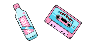 VSCO Girl Water Bottle and Cassette Tape Curseur