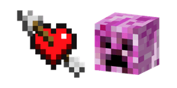 Minecraft Heart with Arrow and Pink Creeper Curseur