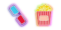 Colorful 3d Glasses and Popcorn Bucket Neon Cursor