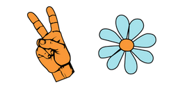 VSCO Girl Victory Hand and Flower Curseur