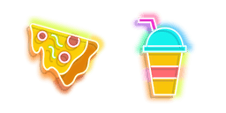 Yellow Pizza and Colourful Drink Neon Curseur