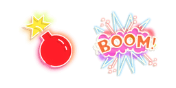 Red Bomb and Boom Neon Cursor