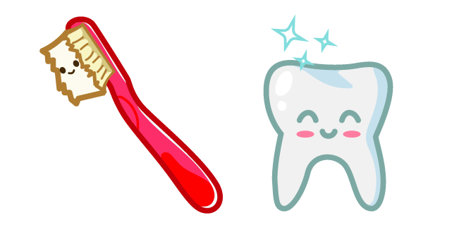 Cute Toothbrush and Tooth Cursor