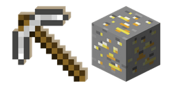 Minecraft Iron Pickaxe and Gold Ore Cursor