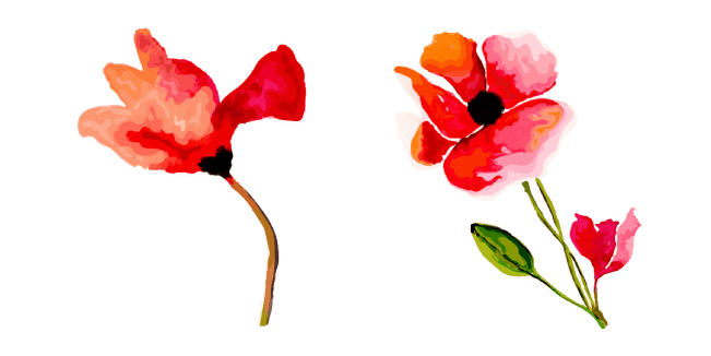 Hand Painted Poppy Flower Cursor