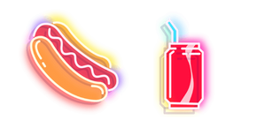Red Hot Dog and Cola Neon Cursor
