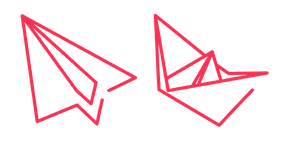 Red Line Paper Plane and Boat Cursor