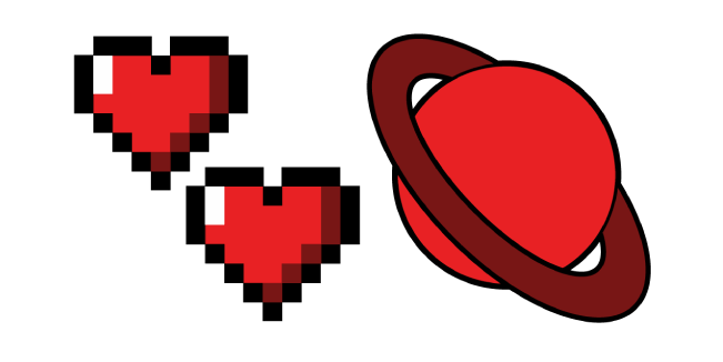 VSCO Girl Pixel Hearts and Red Planet Cursor