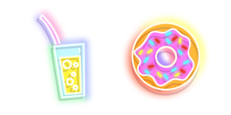 Colorful Drink and Donut Neon