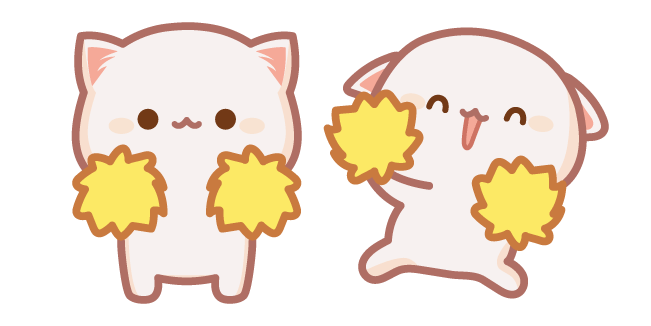 Cute Mochi Mochi Peach Cat with Pompoms Cursor