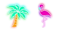 Palm Tree and Flamingo Neon Curseur
