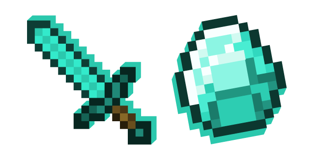 Minecraft Diamond Sword and Diamond курсор