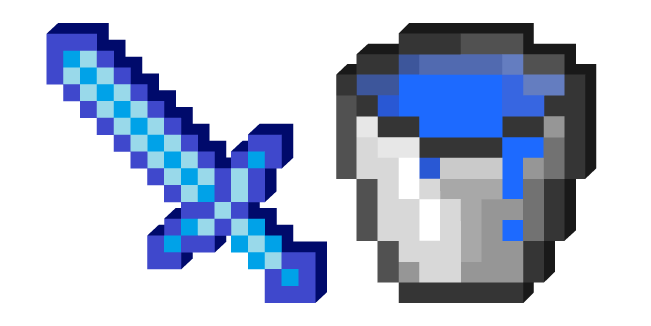 Minecraft Water Bucket and Sword Curseur – Custom Cursor