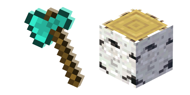 Minecraft Diamond Axe and Birch Log Cursor